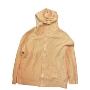 Beige knitted zip up hoodie